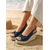 olcso Espadrille szandál-női sötétkék espadrille ékszandál - szexi velúr platform peep toe csomózott cipő pántos pánttal tengerparti nyaraláshoz