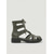 abordables Femmes-Sandales gladiateur confortables vert armée pour femmes - bottines plates à lacets en cuir vieilli avec découpes et lanières, idéales pour les festivals de musique en plein air &amp;rave