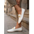 billige Slip-ons og loafers til kvinner-hvite dameloafers med hestebit-motiv, klassiske slip-on-sko med firkantet tå for kontorarbeid, business casual, pendling og hverdagsbruk