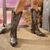 abordables Chaussures-Western Années 1970 Far West Bottes Hippie Broderie Déguisement Femmes Halloween Carnaval Festival de Musique Décontracté Quotidien Adulte Chaussures