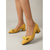 abordables Escarpins à talon bloc-Escarpins jaune moutarde à nœud pour femme, confortables, à bout rond et petit talon bloc, parfaits pour le bureau, les trajets quotidiens et les tenues décontractées professionnelles. &amp;vêtements de