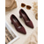 cheap Block Heel Pumps-Women's Burgundy Chunky Heels - Wine Red Ribbed Knit Pointed Toe Block Pumps for Office Work, Business Meeting, Daily Commuting