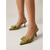 billiga Slingback-pumps-Damskor med avokadogrönt lack - retro spetsig kitten heel med strass-rosett för vardagsbruk &amp;kontorsarbete