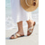cheap Slide Sandals-Women's Brown Woven Straw Slides - Casual Cross Strap Flat Sandals for Linen Shorts, Beach Vacation and Poolside Lounging