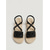 economico Sandali Piani-Sandali da spiaggia boho da donna - espadrillas nere con suola intrecciata e cinturini incrociati, decorate con fiori 3D, perfette per le vacanze estive e le feste in piscina.