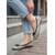 baratos Sapatilhas de mulher-Sapatilhas femininas verde-sálvia - sapatos dobráveis de couro ultramacio, ideais para usar com calça jeans reta, looks casuais e para o trabalho.