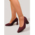 cheap Block Heel Pumps-Women's Burgundy Chunky Heels - Wine Red Ribbed Knit Pointed Toe Block Pumps for Office Work, Business Meeting, Daily Commuting