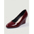 preiswerte Klassische Pumps-Bequeme burgunderrote Keilpumps für Damen – Retro-Schuhe aus glänzendem Lackleder mit runder Zehenpartie fürs Büro &amp;Business Casual