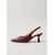 abordables escarpins à talon ouvert-Escarpins slingback bordeaux pour femme - escarpins à bout pointu et petits talons en cuir verni rouge vin, parfaits pour le bureau, les réunions professionnelles et les occasions spéciales.