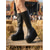 baratos Mulheres-Botas pretas de plataforma até o joelho para mulheres - botas altas e robustas com salto anabela estilo gótico, perfeitas para saias jeans, festivais de música ao ar livre e fantasias de Halloween.
