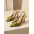 billiga Slingback-pumps-Damskor med avokadogrönt lack - retro spetsig kitten heel med strass-rosett för vardagsbruk &amp;kontorsarbete