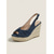 olcso Espadrille szandál-női sötétkék espadrille ékszandál - szexi velúr platform peep toe csomózott cipő pántos pánttal tengerparti nyaraláshoz