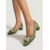 economico Décolleté con tacco largo-Décolleté da donna verde salvia con fiocco, comode scarpe da lavoro con punta arrotondata e tacco basso a blocco, ideali per ufficio, pendolarismo e occasioni casual-lavorative. &amp;abbigliamento