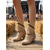abordables Femmes-Femmes Extérieur Festival de Musique Gland Talon épais Bout Pointu Mode Faux Cuir Mocassin Amande Brun foncé Noir