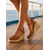 billige Espadrille sandaler-Dame Feriereise Øy og cruise Kile Rund Tå Ferie Fuskelær Spenne Brun