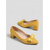 abordables Escarpins à talon bloc-Escarpins jaune moutarde à nœud pour femme, confortables, à bout rond et petit talon bloc, parfaits pour le bureau, les trajets quotidiens et les tenues décontractées professionnelles. &amp;vêtements de