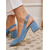 cheap Slingback Pumps-Women's Comfortable Light Blue Suede Slingback Pumps - Retro Square Toe Mid Block Heels with Adjustable Strap for Casual Daily Wear &amp; Office Work
