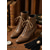 abordables Victorien &amp; Édouardien-Bottines victoriennes à lacets pour femmes, bottines vintage marron à bout pointu et petit talon, style brogue, idéales pour les costumes historiques, les goûters et les événements Renaissance.