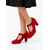cheap 1950s Retro-Women's Red Suede Mary Jane Shoes - Retro 1950s T-Strap Block Heels for Evening Cocktail Party, Vintage Prom Dress Pumps