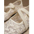 voordelige Platte damesschoenen-Off-white kanten ballerina's voor dames - spitse, vierkante neus, mesh Mary Janes met elastische bandjes voor casual dagelijks gebruik. &amp;zomervakantie