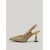 abordables escarpins à talon ouvert-Escarpins à bride arrière en strass dorés pour femmes, talons hauts sculpturaux de luxe à bout pointu, parfaits pour les dîners, les cocktails et les mariages. &amp;événements formels