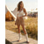 billige Kvinner-dame vintage beige semskede gladiatorsandaler - sommerlige flate sko med kryssomslag og knyting for utendørs musikkfestivaler og bohemske ravesko