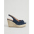 olcso Espadrille szandál-női sötétkék espadrille ékszandál - szexi velúr platform peep toe csomózott cipő pántos pánttal tengerparti nyaraláshoz