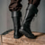 preiswerte Schuhe-Mittelalterlich Renaissance Schuhe Kniehohe Stiefel Flache Jazzstiefel Kostüm Herren Keltisch Seeräuber Halloween Maskerade Leistung LARP Renaissance-Messe Erwachsene Schuhe