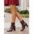 abordables Bottines-Bottines en similicuir pour femme - bottines bordeaux à bout pointu et talon bloc épais, parfaites pour un look streetwear et décontracté au quotidien.