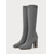 cheap Fashion Boots-Women's Gray Knee High Boots, Stretch Knit Sock Boots with Pointed Toe and Chunky Block Heel, Pull-On Dress Boots for Fall Winter Office, Party &amp; Evening Wear