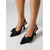 olcso Slingback pumpák-női fekete szatén slingback magassarkú - elegáns masni, hegyes orrú, cicasarkú cipő koktélpartikra, estélyi eseményekre