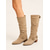 cheap Fashion Boots-Women's Slouchy Mid Calf Boots - Lightweight Khaki Ruched Wide Calf Tapered Toe Footwear for Tailored Trousers, Daily Walking