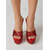voordelige Platform Sandalen-Dames rode platform sandalen met pailletten - sexy muiltjes met open teen en dikke hoge hak voor nachtclubfeesten, paaldansen en een glamoureuze avond uit.