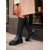 abordables Botas para montar-Botas altas de mujer de piel sintética negra hasta la rodilla - Botas Chelsea hasta la rodilla con suela gruesa y elástica, estilo urbano y casual para uso diario.