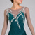 cheap Figure Skating Dresses-Green Ombre Long Sleeve Floral Open Back Figure Skating Dress for Women and Girls, Rhinestone Ice Skating Competition Dress