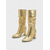 お買い得  ファッションブーツ-シルバーメタリックのレディースブーツ。スネークスキン柄の型押しが施された、ミッドカーフ丈のゆったりとしたブーツ。ポインテッドトゥとチャンキーなブロックヒールが特徴で、ファッションに敏感な女性に最適。パーティー、クラブ、コンサート、休暇の装いにぴったりです。