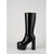 cheap 1970s Disco &amp; Hippie-Women's Black Patent Faux Leather Knee High Boots - 1970s Disco Retro Platform Block High Heel Boots for Costumes, Parties, Nightlife