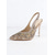 baratos sapatos slingback-Sapatos de salto alto femininos dourados com strass e tira no calcanhar - elegantes sapatos de bico fino com glitter e estampa floral para festas de coquetel, bailes de formatura e casamentos.