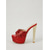 voordelige Platform Sandalen-Dames rode platform sandalen met pailletten - sexy muiltjes met open teen en dikke hoge hak voor nachtclubfeesten, paaldansen en een glamoureuze avond uit.