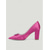 abordables Escarpins à talon bloc-Escarpins en satin rose fuchsia pour femme - élégants talons carrés à bout pointu et boucle en cristal strass, parfaits pour les cocktails, les dîners et les mariages.