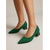 ieftine Pantofi cu toc gros-Pantofi cu toc înalt și toc bloc, verzi, pentru femei, model tricotat - pantofi eleganți confortabili cu vârful ascuțit și toc jos, pentru naveta zilnică la birou, pentru lucru casual și business