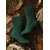 baratos Vitoriano &amp; Eduardo-Botas femininas de camurça verde até a metade da panturrilha - sapatos de estilo vitoriano com cadarço e salto baixo, perfeitos para trajes medievais, vintage e renascentistas.
