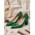 abordables Escarpins à talon bloc-Escarpins à talons carrés en similicuir verni vert pour femme - élégantes chaussures de travail à bout pointu et boucle dorée, parfaites pour le travail et les occasions décontractées au quotidien.