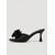 cheap Heeled Sandals-Women's Black Satin Rosette Flower Mules - Open Toe Kitten Heel Sandals for Resort Dinner, Cocktail Party &amp; Evening Out