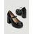 billiga Platformpumps-Eleganta Mary Jane-pumps för kvinnor - svarta platåklackar i lackat läderimitation med stjärnspänne för kontorskarriär, vardagsbruk