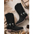 baratos Cowboy &amp; Western Boots-Botas femininas pretas estilo boho western estilo cowboy - botas de cano médio em camurça com decote em V bordado, salto baixo grosso e tiras com franjas, perfeitas para um estilo urbano e casual do