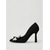 economico Pumps Classici-Décolleté da donna in camoscio nero - eleganti scarpe con tacco alto a punta, fiocco di perle e strass, perfette per cocktail party, cene serali e matrimoni.