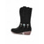 baratos Cowboy &amp; Western Boots-Botas femininas pretas estilo boho western estilo cowboy - botas de cano médio em camurça com decote em V bordado, salto baixo grosso e tiras com franjas, perfeitas para um estilo urbano e casual do