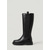 abordables Botas para montar-Botas altas de mujer de piel sintética negra hasta la rodilla - Botas Chelsea hasta la rodilla con suela gruesa y elástica, estilo urbano y casual para uso diario.