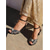 cheap Heeled Sandals-Women's Black Rhinestone Dress Shoes - Elegant Patent Leather Peep Toe Ankle Strap Mid High Heels for Cocktail Parties, Evening Vacations